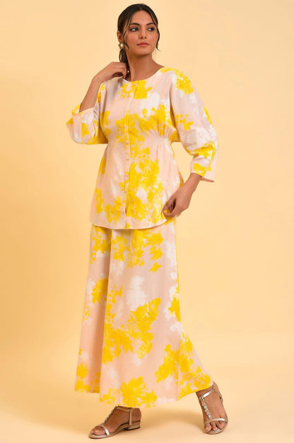 W for Woman Pink Floral Printed Top & Flared Pants Co-Ord Set