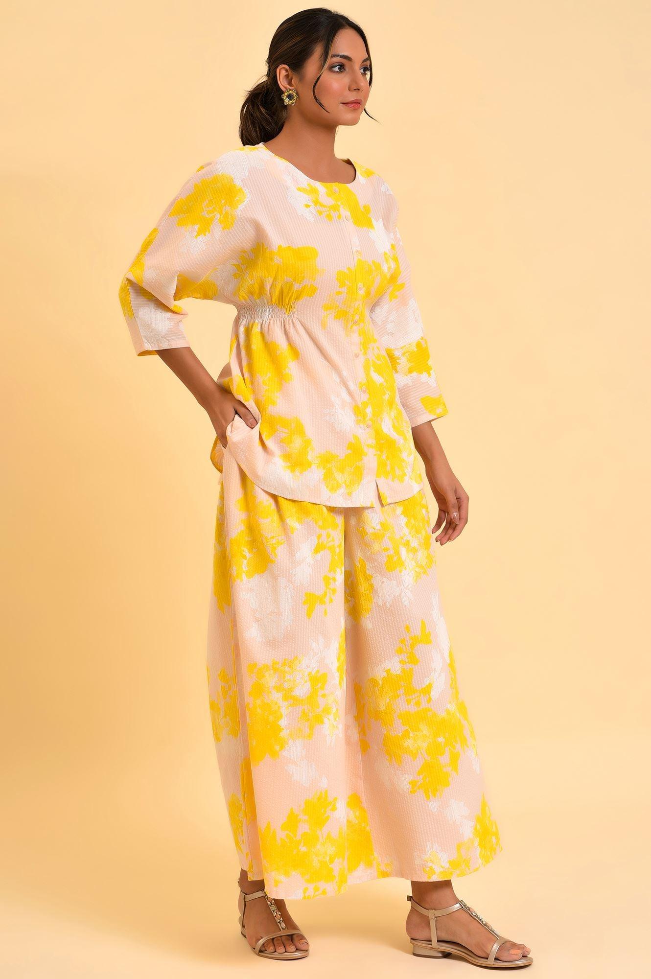 W for Woman Pink Floral Printed Top & Flared Pants Co-Ord Set