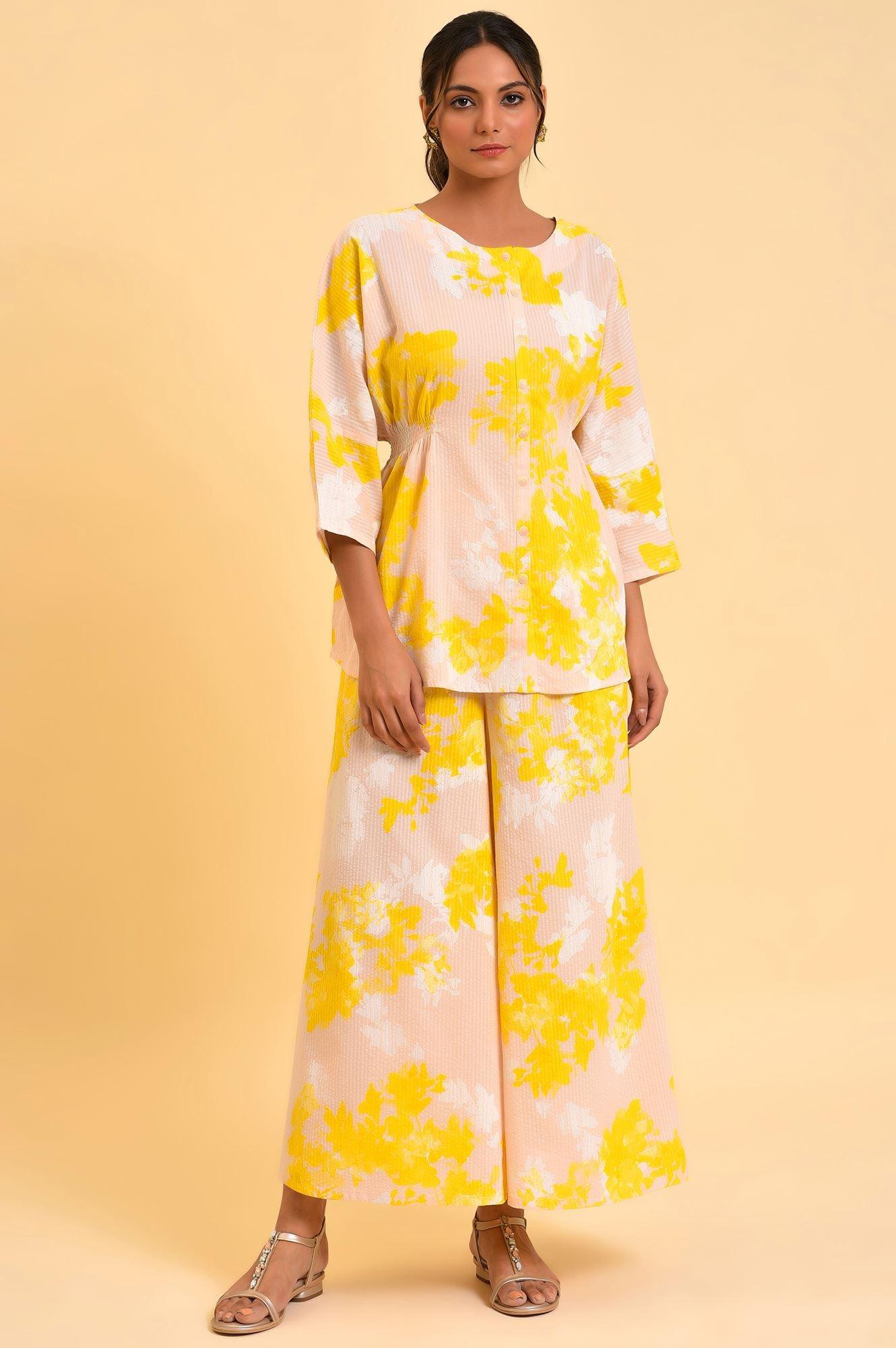 W for Woman Pink Floral Printed Top & Flared Pants Co-Ord Set