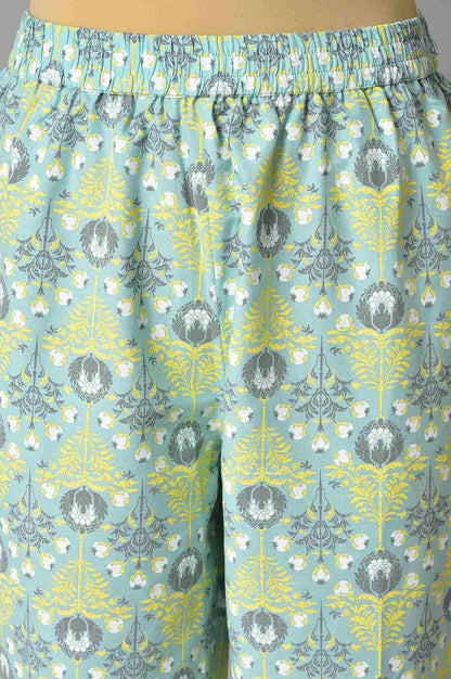 W for Woman Light Green Printed kurta And Pants Co-Ord Set