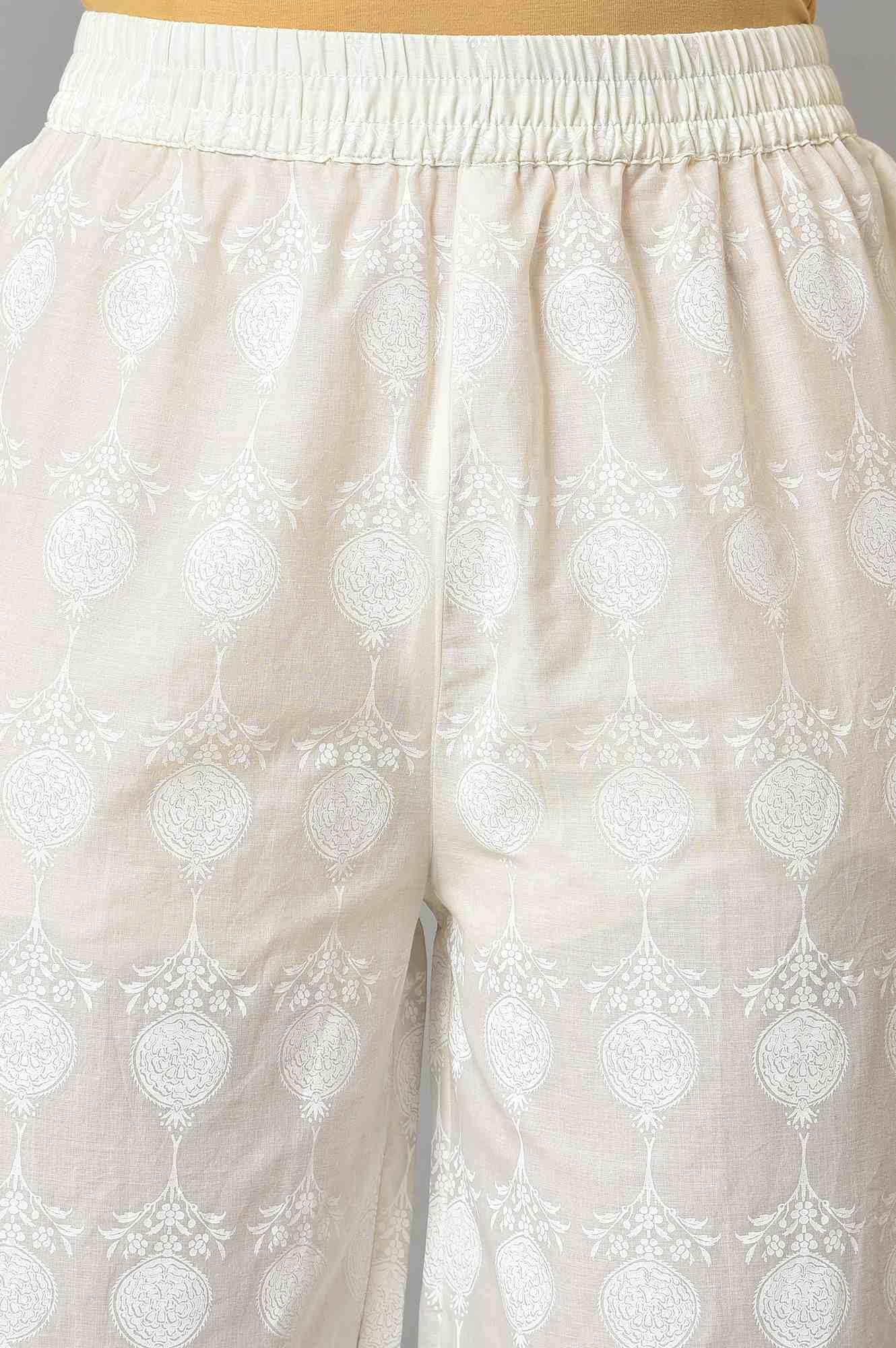 W for Woman White Embroidered kurta And Pants Co-Ord Sets
