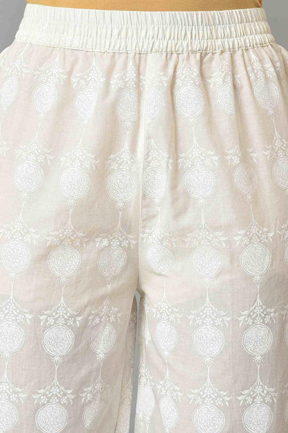 W for Woman White Embroidered kurta And Pants Co-Ord Sets