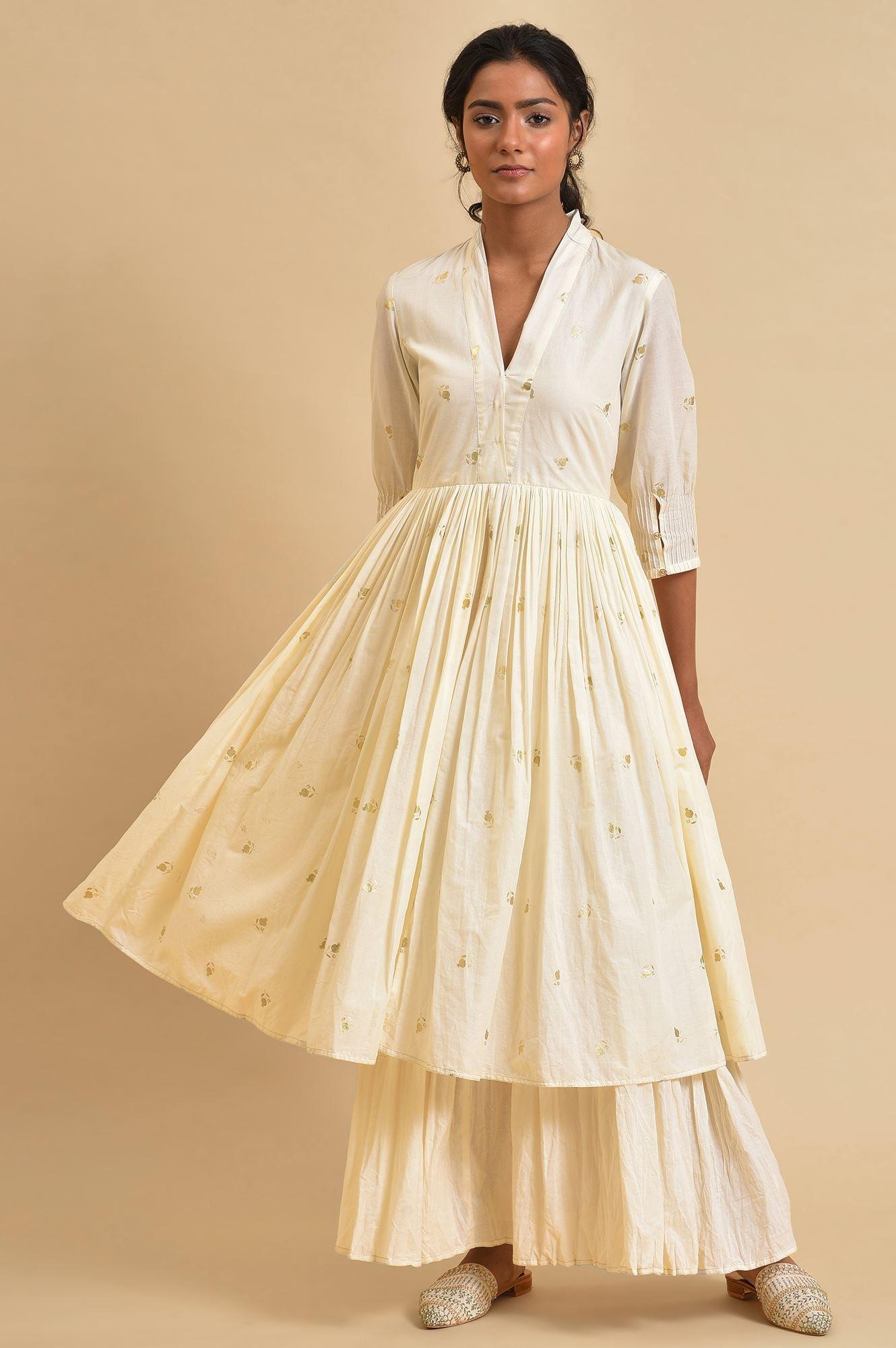 W for Woman Ecru Mock Layered Dress