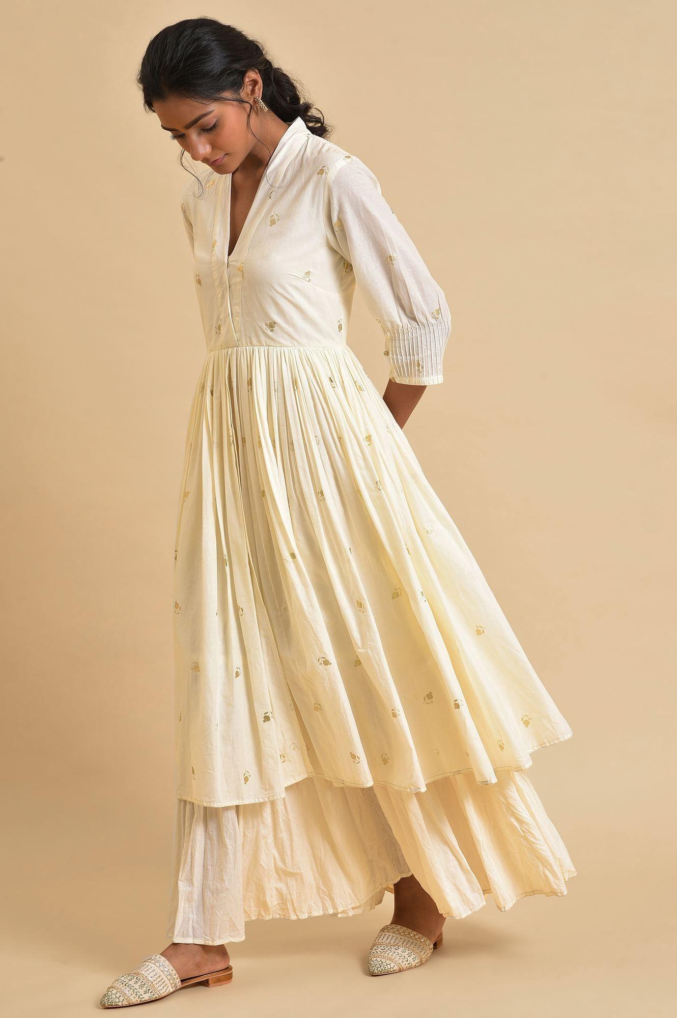 W for Woman Ecru Mock Layered Dress