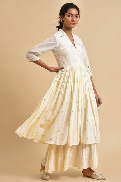 W for Woman Ecru Mock Layered Dress