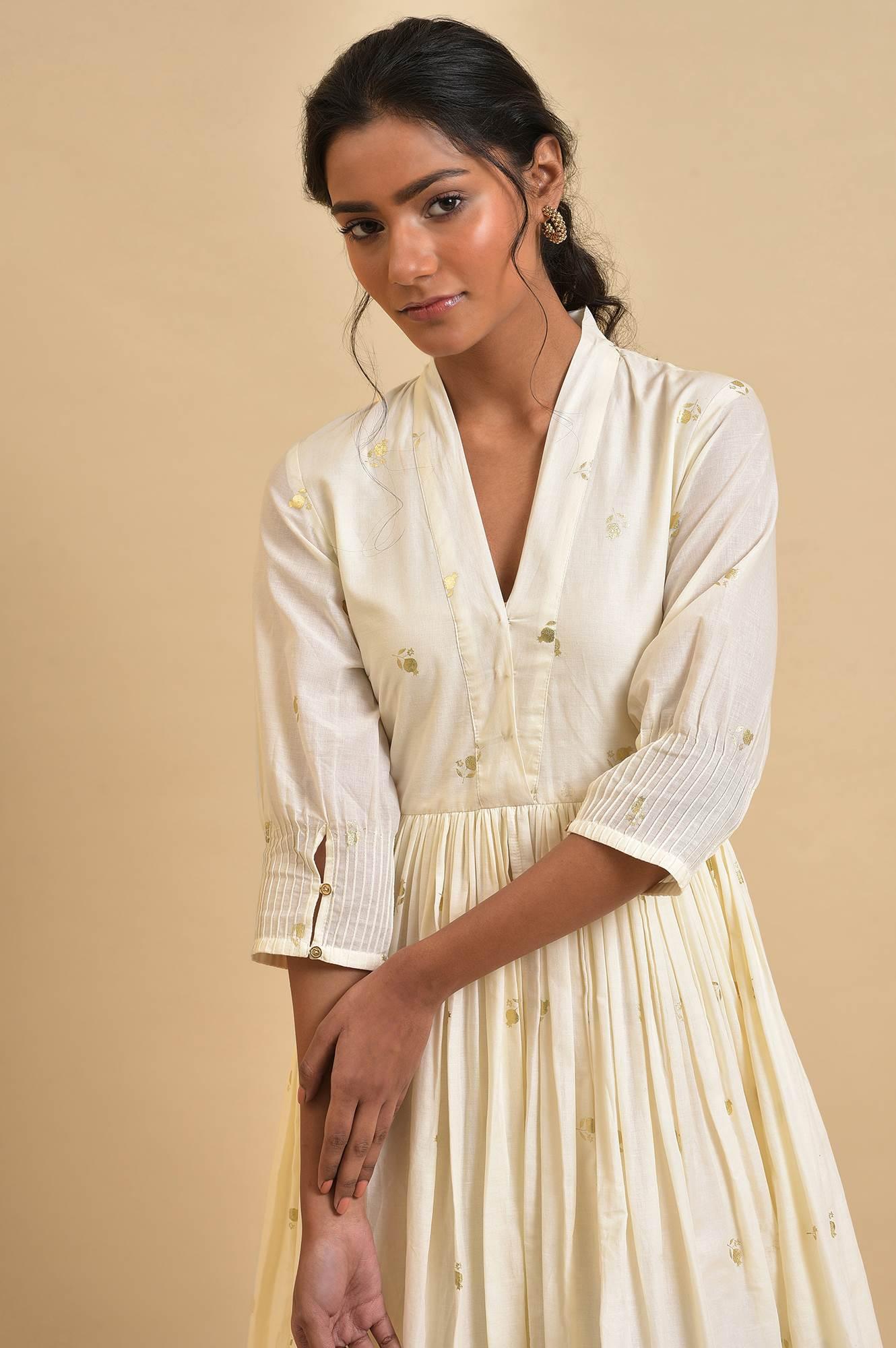 W for Woman Ecru Mock Layered Dress