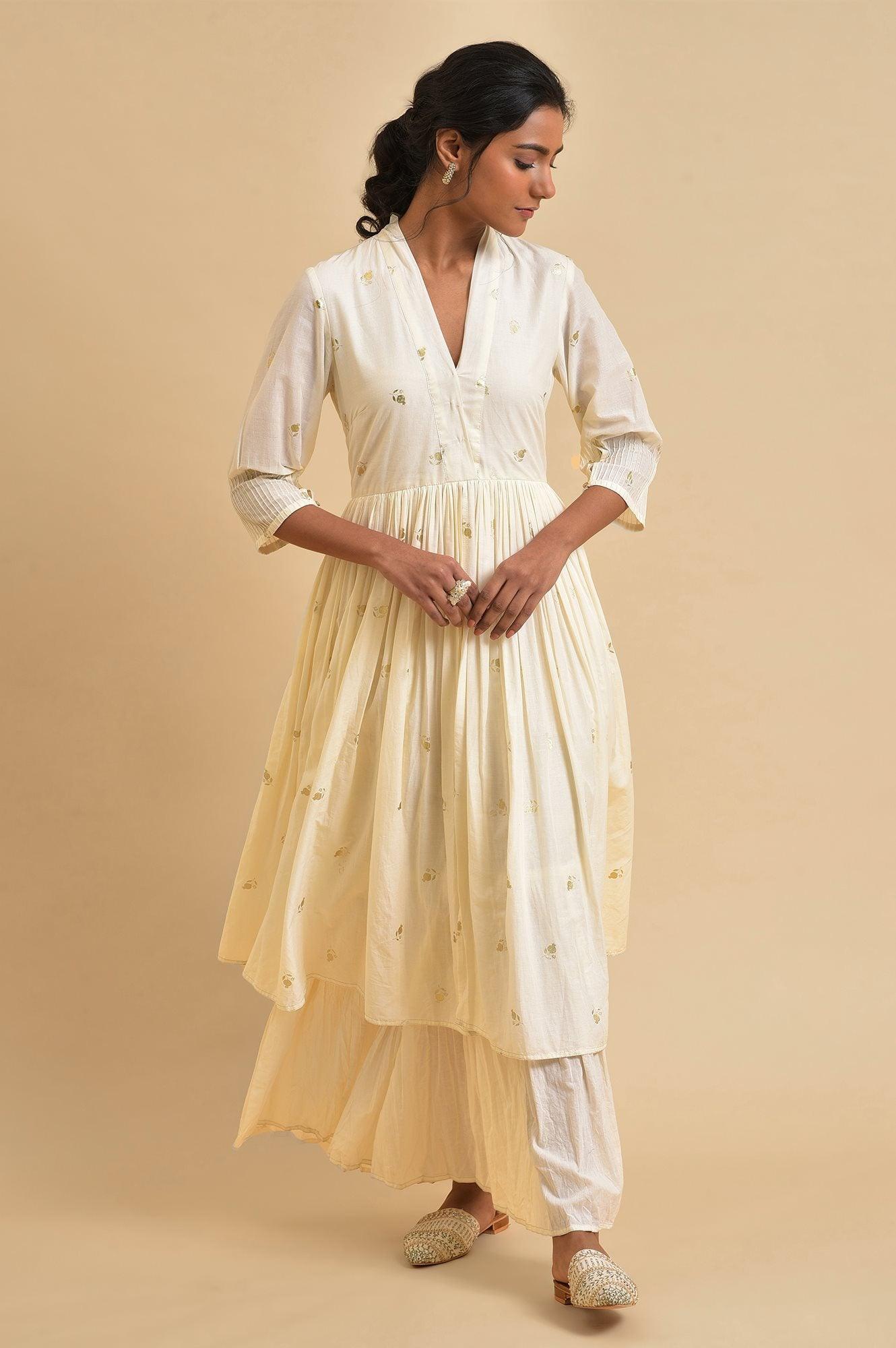 W for Woman Ecru Mock Layered Dress