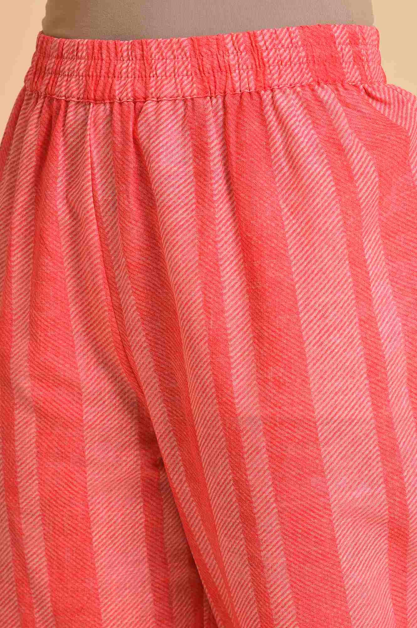 W for Woman Light Red Printed kurta, Pants & Dupatta Co-Ord Set