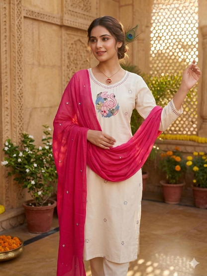 Teeya Creation New Trendy Fancy Premium Kurta Set - Cream