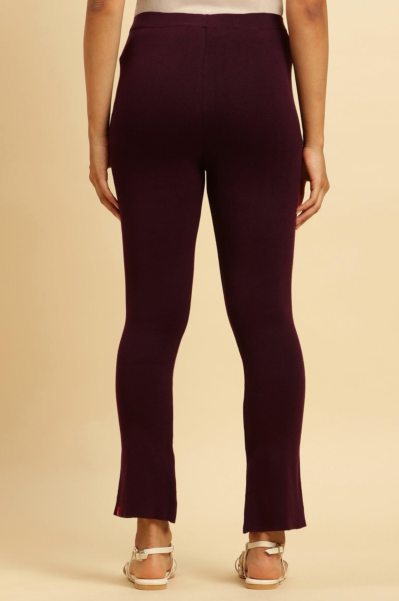 W for Woman Purple Solid Fit And Flare Pants