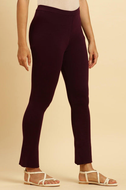 W for Woman Purple Solid Fit And Flare Pants