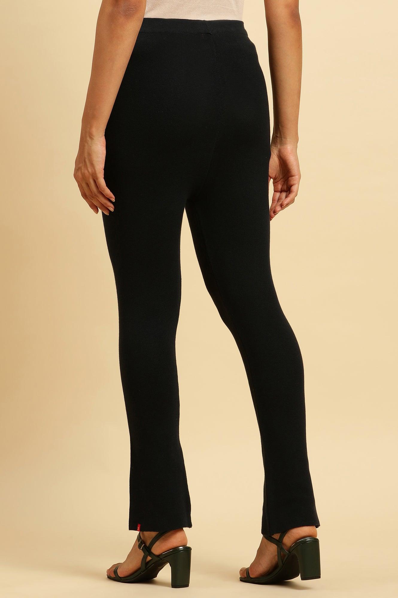 W for Woman Navy Solid Fit And Flare Pants