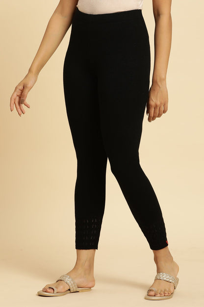 W for Woman Jet Black Acrylic Winter Tights