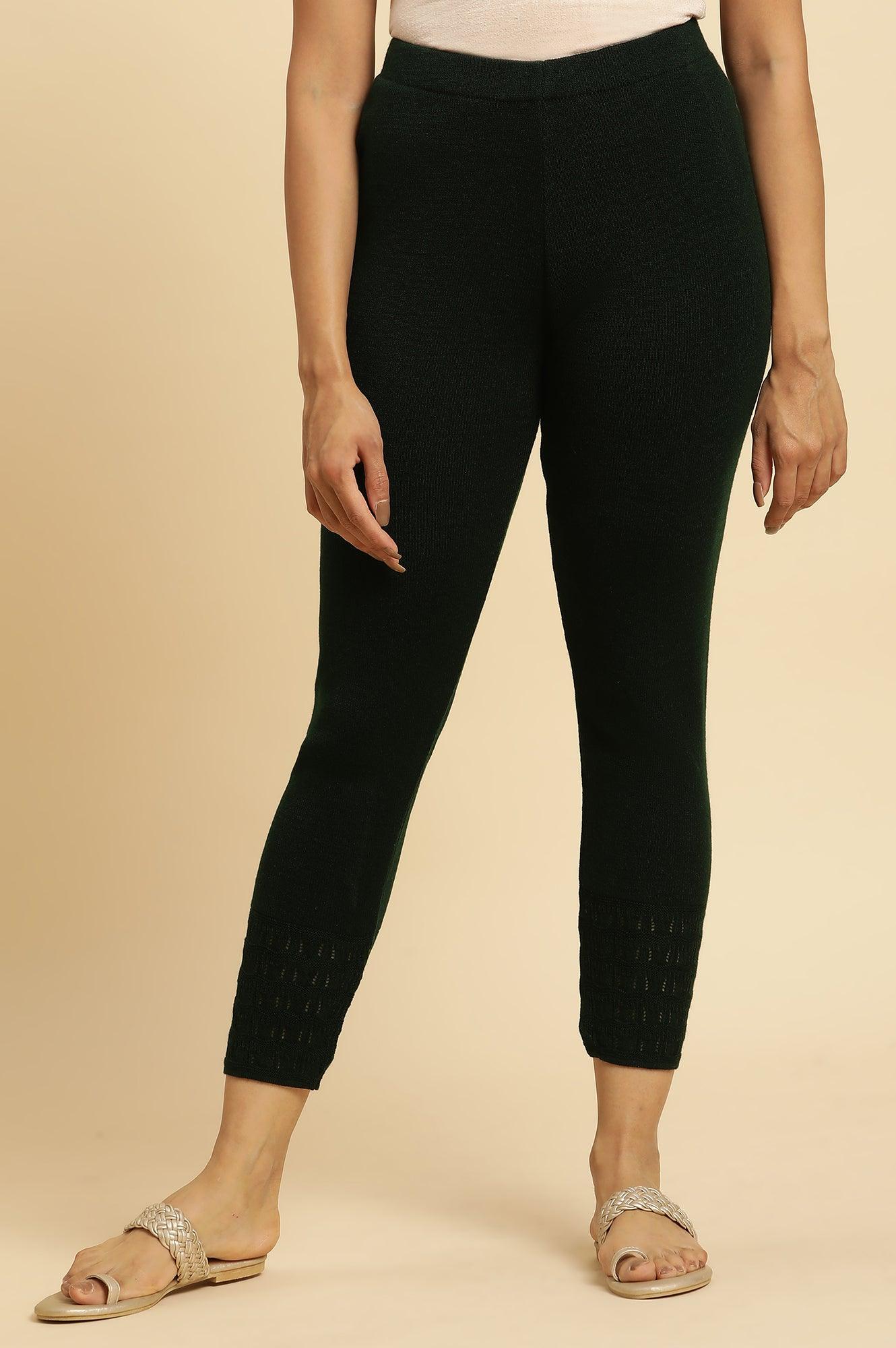 W for Woman Green Acrylic Winter Tights