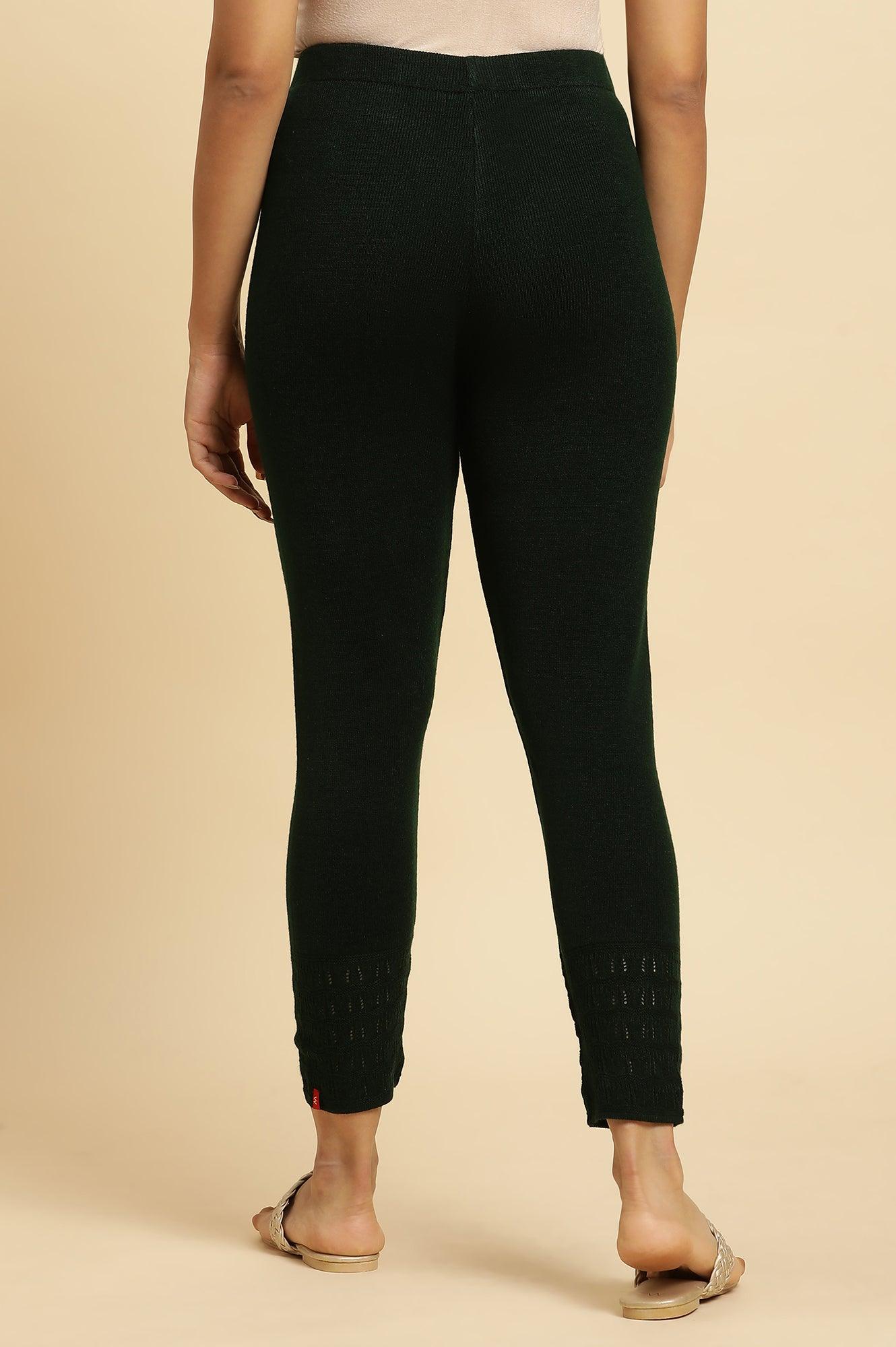 W for Woman Green Acrylic Winter Tights