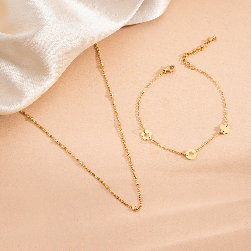 Golden Floral Bead Set