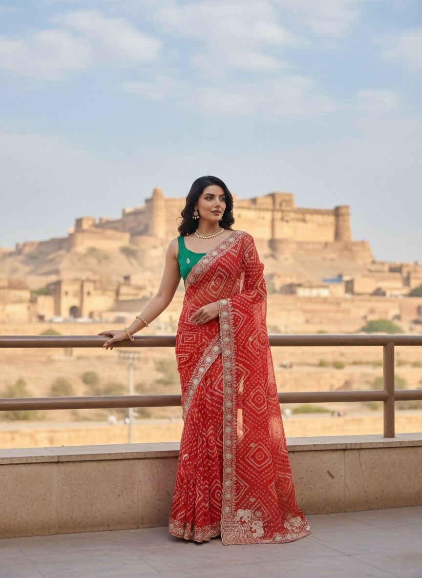 Teeya Creation New Exclusive Wedding Wear Georgette Saree-Pink