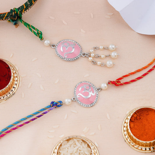 Pink Eternal Om Bhaiya Bhabhi Rakhi