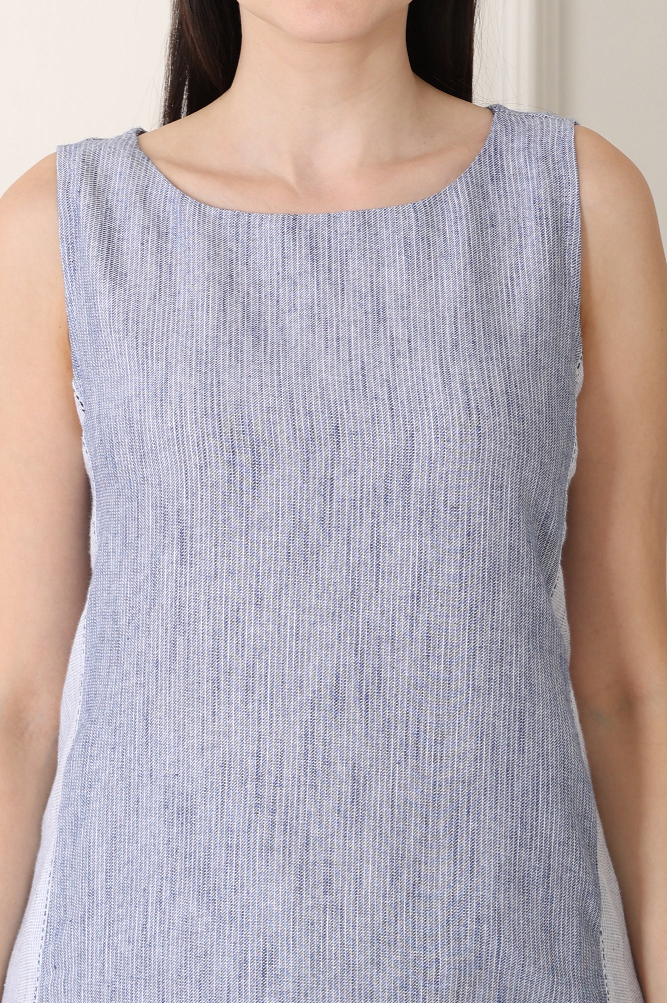 W for Woman Deep Blue Yarn-Dyed Pure Cotton Sleeveless Tank Top