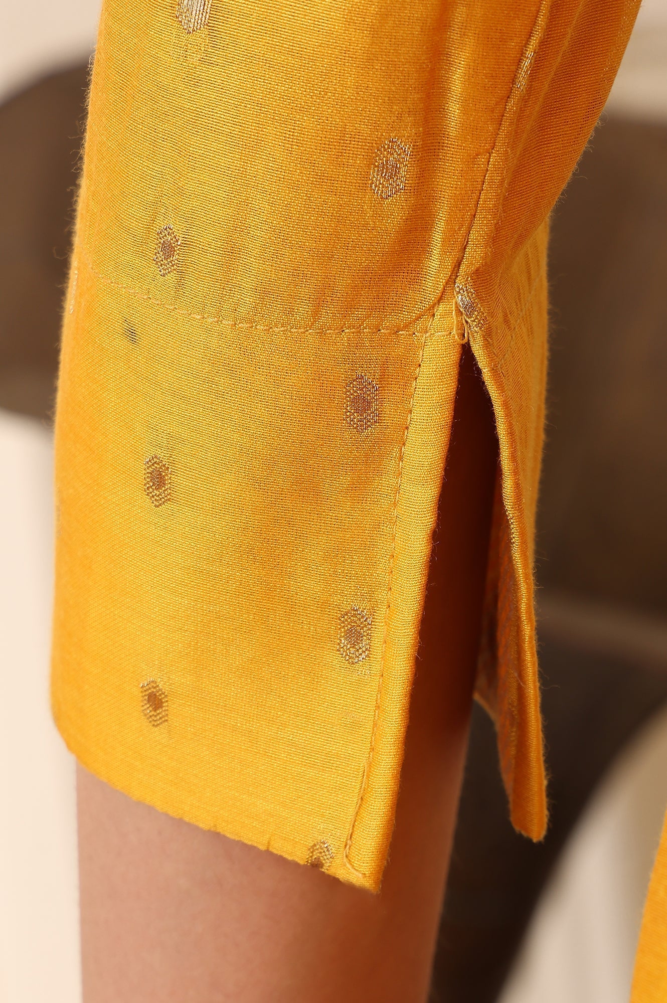 W for Woman Yellow Dori Embroidered Chanderi Straight Kurta