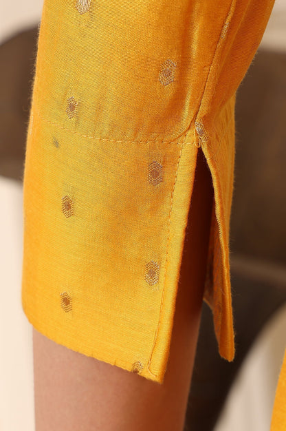 W for Woman Yellow Dori Embroidered Chanderi Straight Kurta