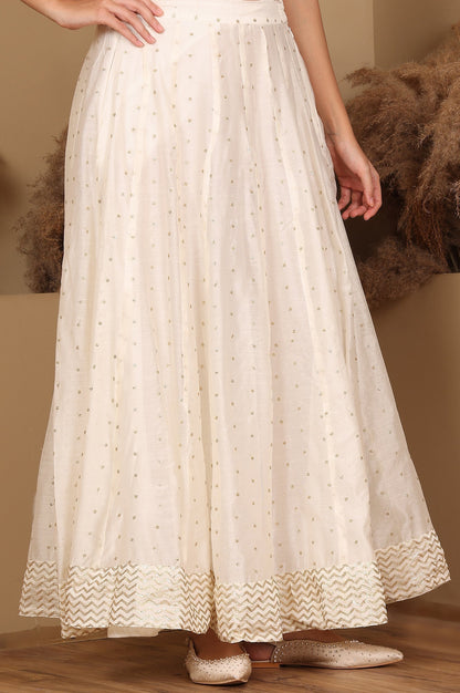W for Woman White Embroidered Flared Skirt