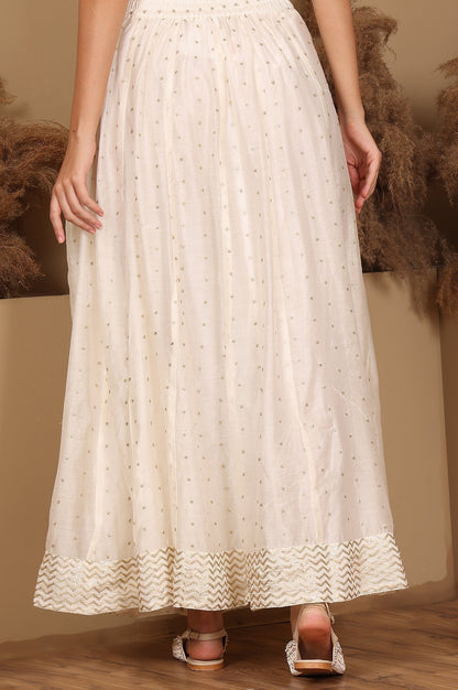 W for Woman White Embroidered Flared Skirt