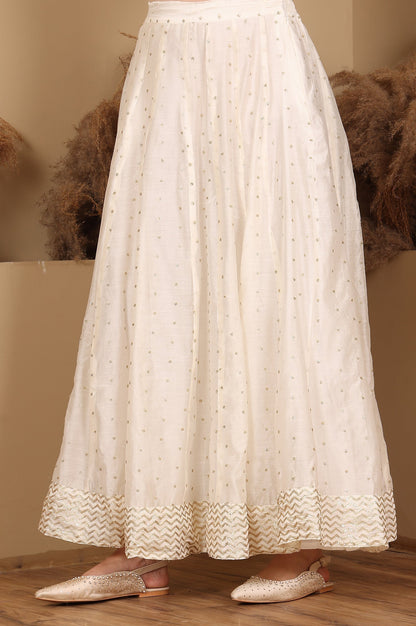 W for Woman White Embroidered Flared Skirt