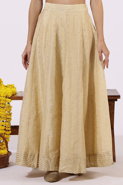 W for Woman Gold Solid Sequins Flarred Skirts