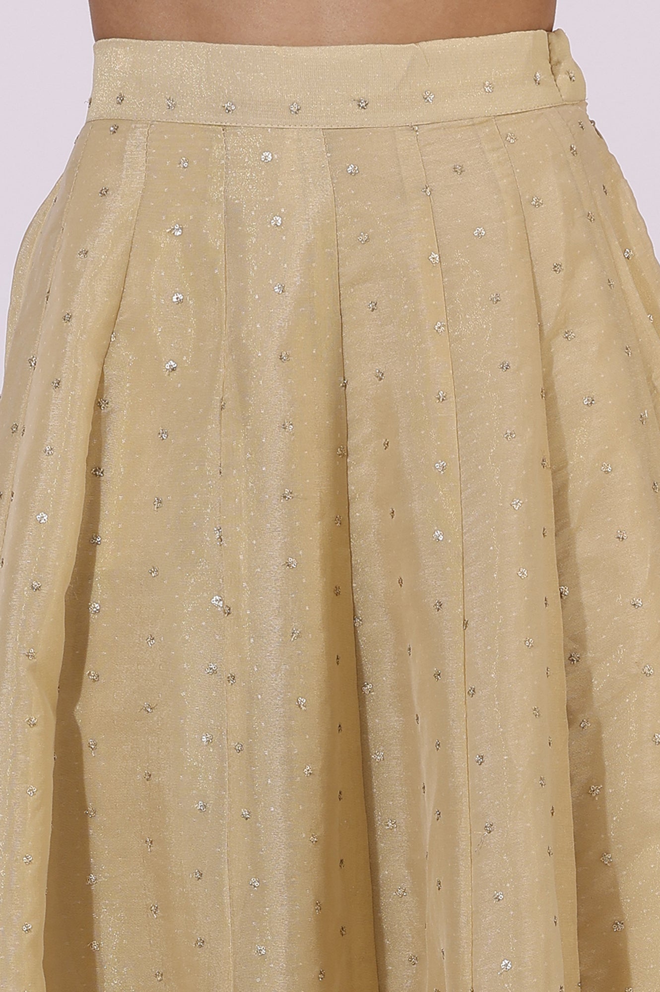 W for Woman Gold Solid Sequins Flarred Skirts