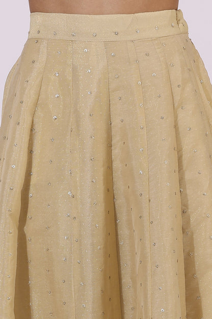 W for Woman Gold Solid Sequins Flarred Skirts