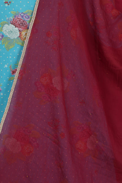 W for Woman Wine Gold Mukaish Chiffon Dupatta With Gota Patti