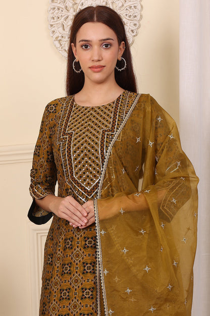 W for Woman Mustard Yellow Dori Embroidered Organza Dupatta