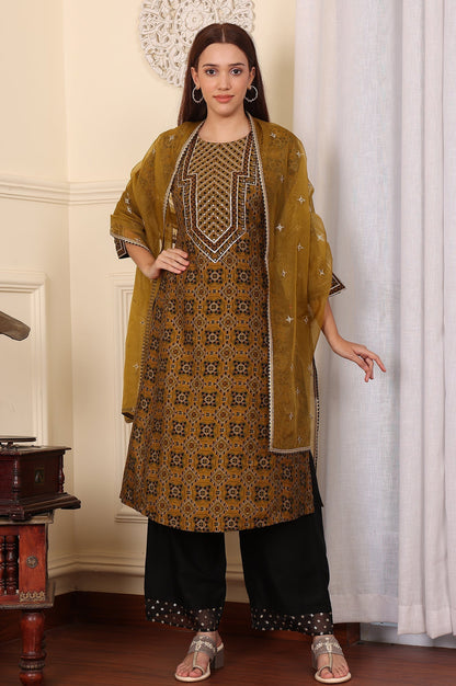 W for Woman Mustard Yellow Dori Embroidered Organza Dupatta