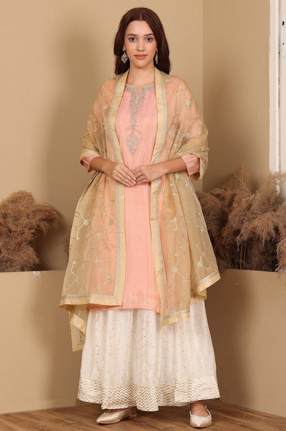 W for Woman Gold Gota Embroidered Organza Dupatta