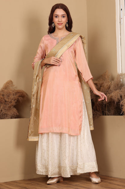 W for Woman Gold Gota Embroidered Organza Dupatta
