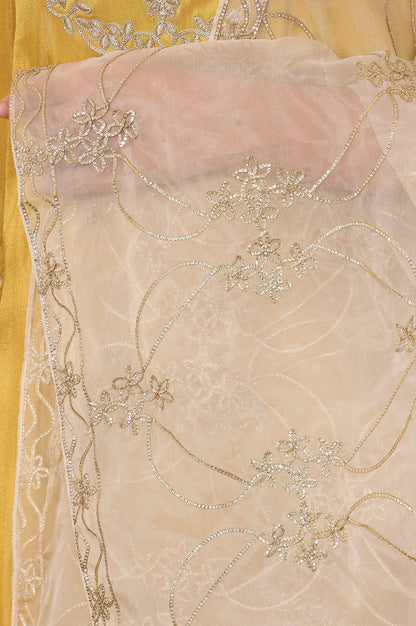W for Woman White Gota Embroidered Organza Dupatta