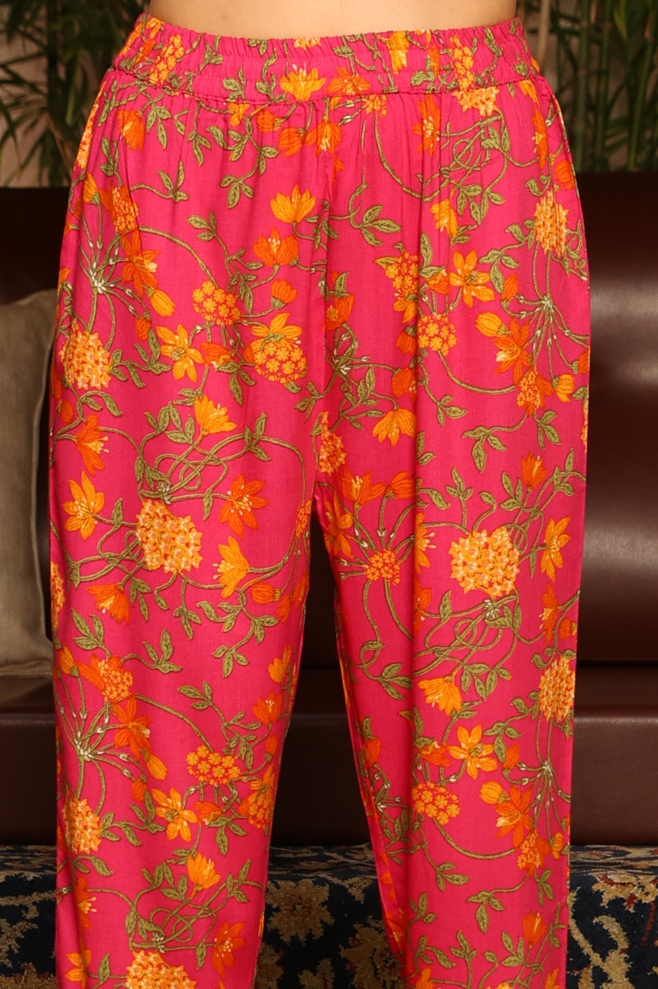 W for Woman Magenta Pink Chanderi Dori Embroidered Anarkali Kurta, Pants And Dupatta Set