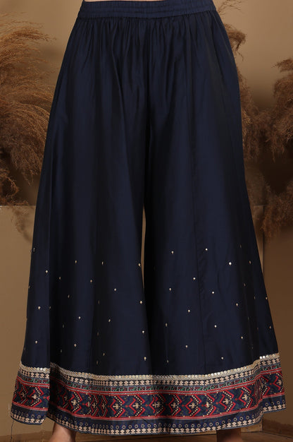 W for Woman Multi-Coloured Printed Sequined Kota Kurta, Flared Culottes And Dupatta Set