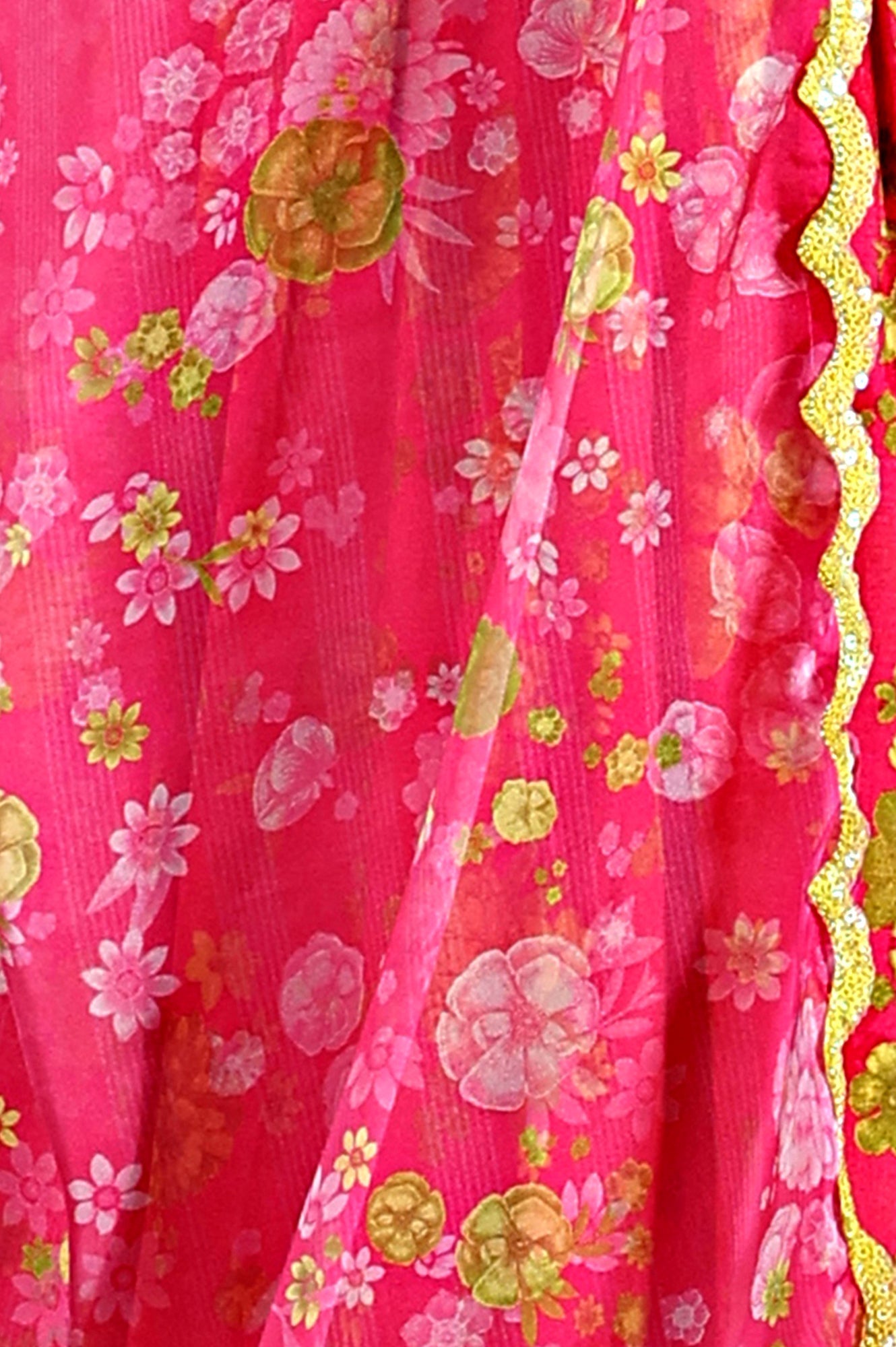 W for Woman Pink Floral Printed Sleeveless Short Kurta, Sharara And Dupatta Set
