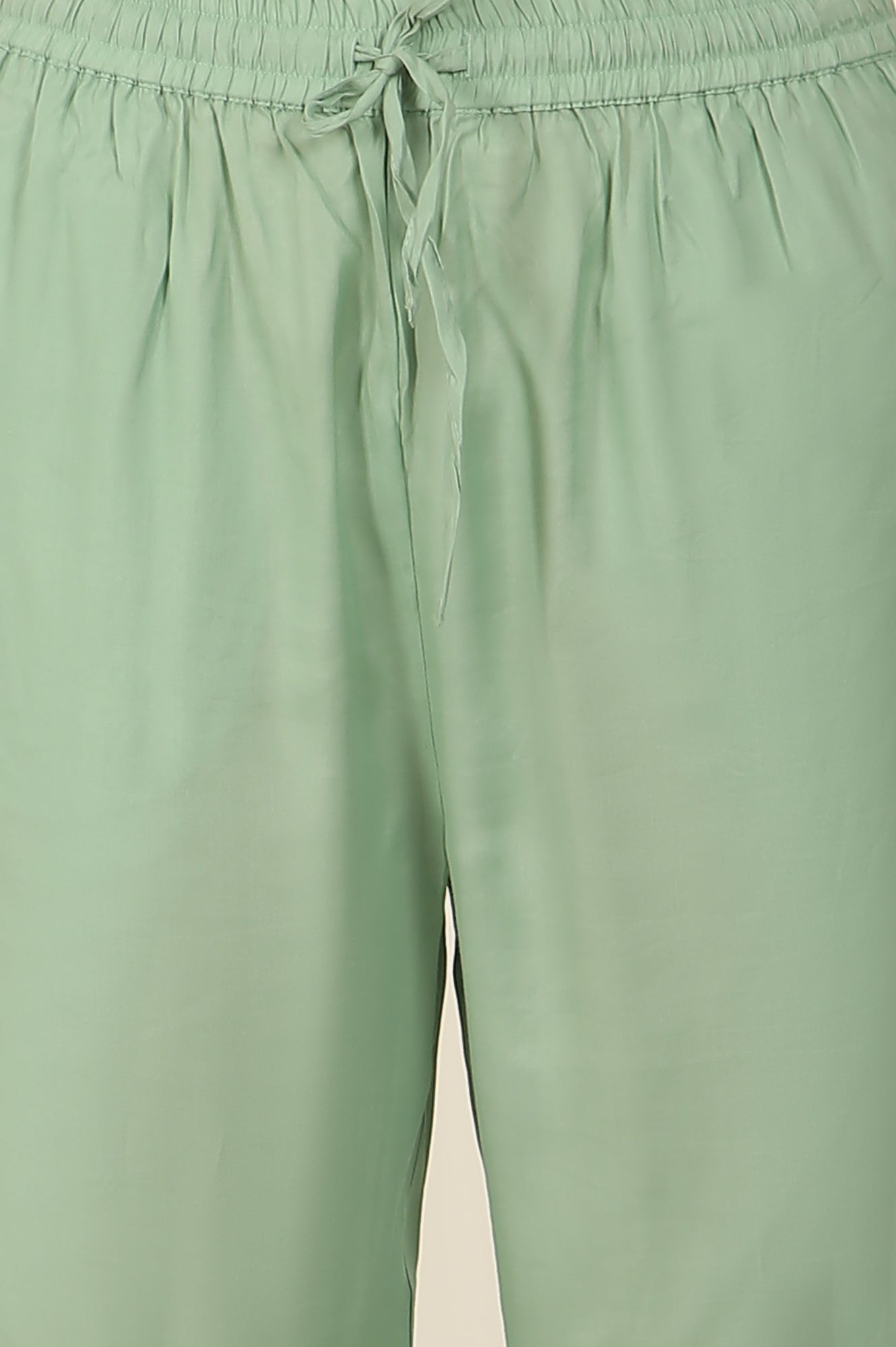 W for Woman Green Metallic Embroidered Straight Organza Festive Kurta, Pant and Dupatta Set