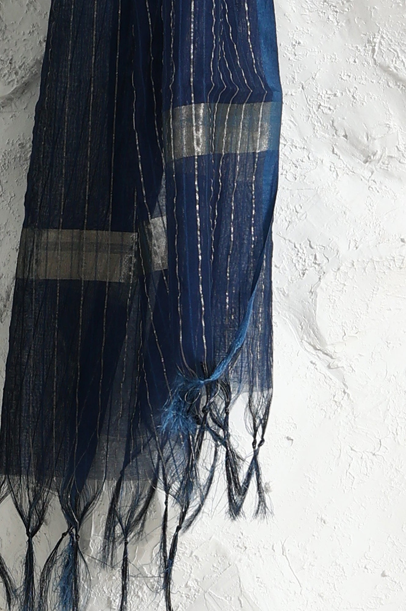 W for Woman Royal Blue Foil Floral Printed Vicuna Crepe Straight Kurta And Pants Set With Dupatta
