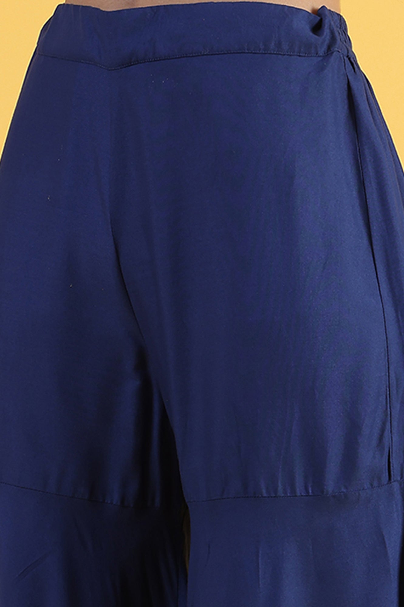 W for Woman Blue Printed Metallic Embroidery Straight Kurta & Sharara with Dupatta Set