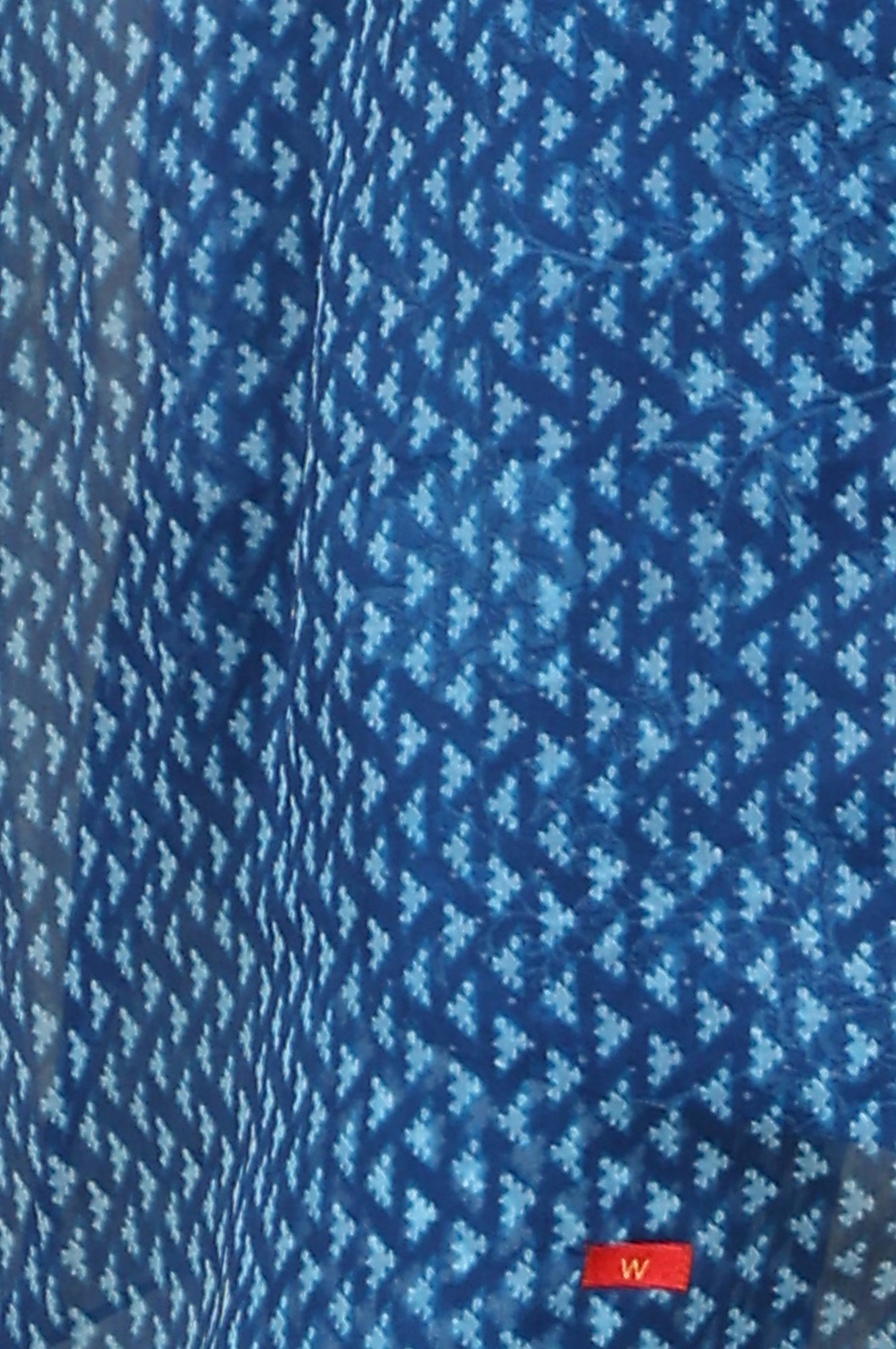 W for Woman Ink Blue V-Neck Rayon Flax Straight Kurta, Printed Straight Pants Set With Dupatta