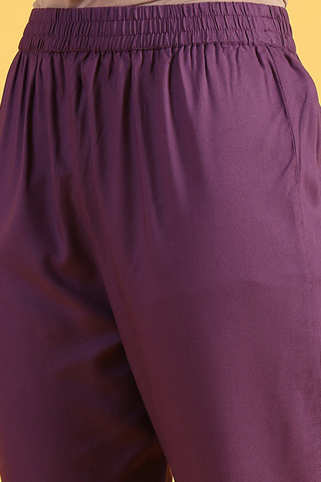 W for Woman Purple Printed Flarred A-Line Kurta & Straight pant with Dupatta Set