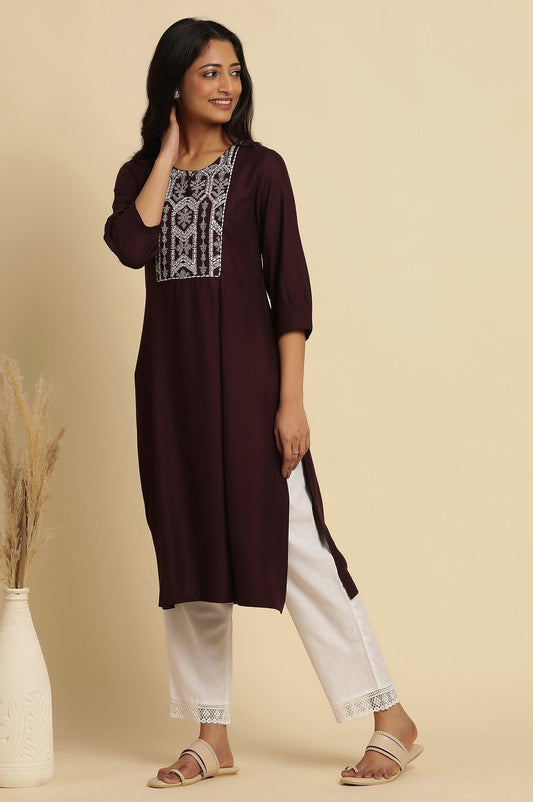 W for Woman Purple Thread Embroidered Kurta