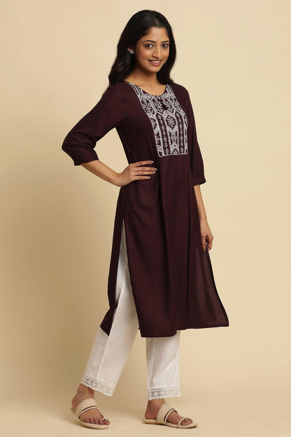 W for Woman Purple Thread Embroidered Kurta