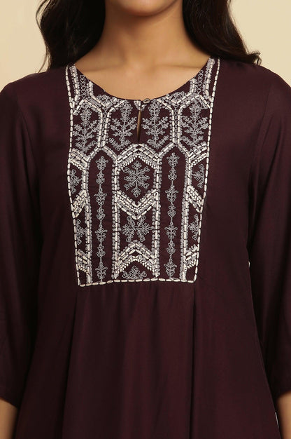 W for Woman Purple Thread Embroidered Kurta