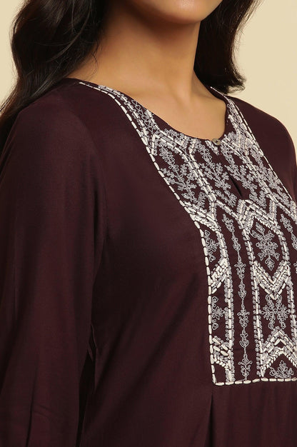 W for Woman Purple Thread Embroidered Kurta