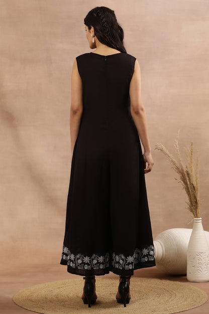 W for Woman Black Sleeveless Long Western Wrap Jumpsuit